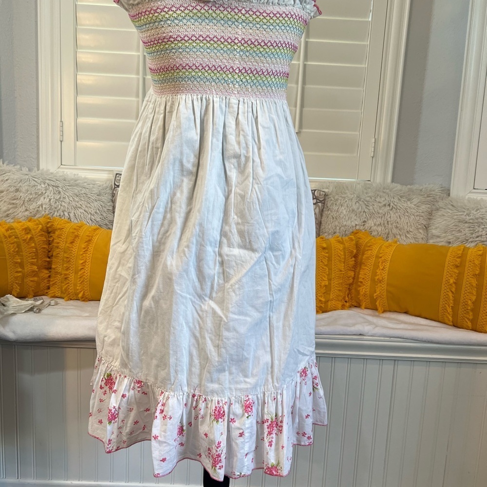 Vintage White straplessSmocked Top with Multicolor Embroidery - Picture 8 of 15